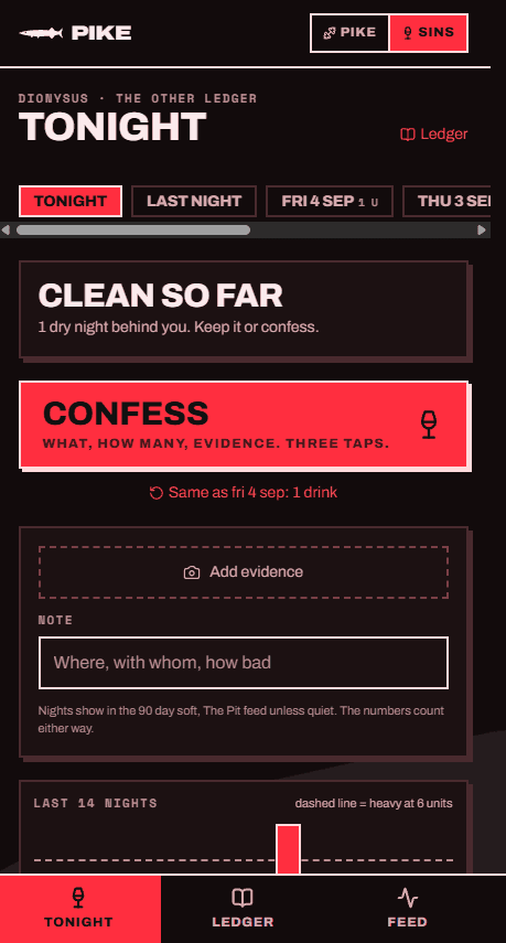Tonight: the confession flow with tonight's tab